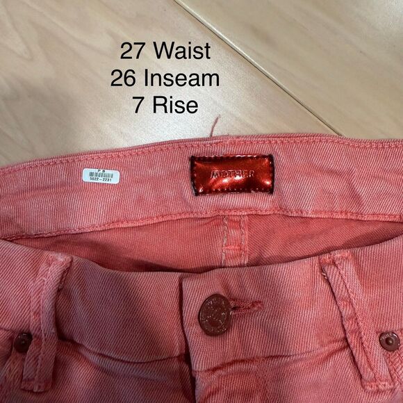 Mother The Looker Crop Jeans Women's 27 Red Pink Glam Boho Party New York - Picture 5 of 9